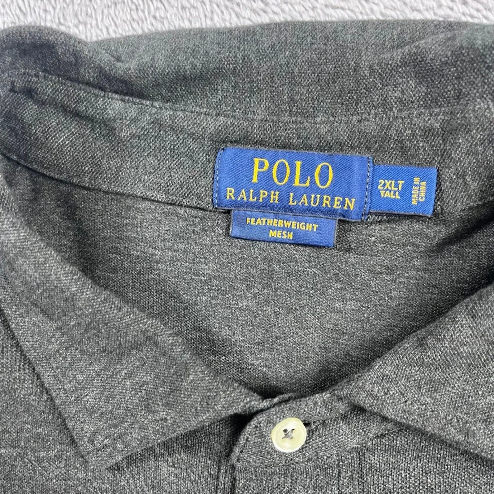 Polo Ralph Lauren Featherweight Mesh Polo Shirt Mens 2XLT Tall Gray Short Sleeve